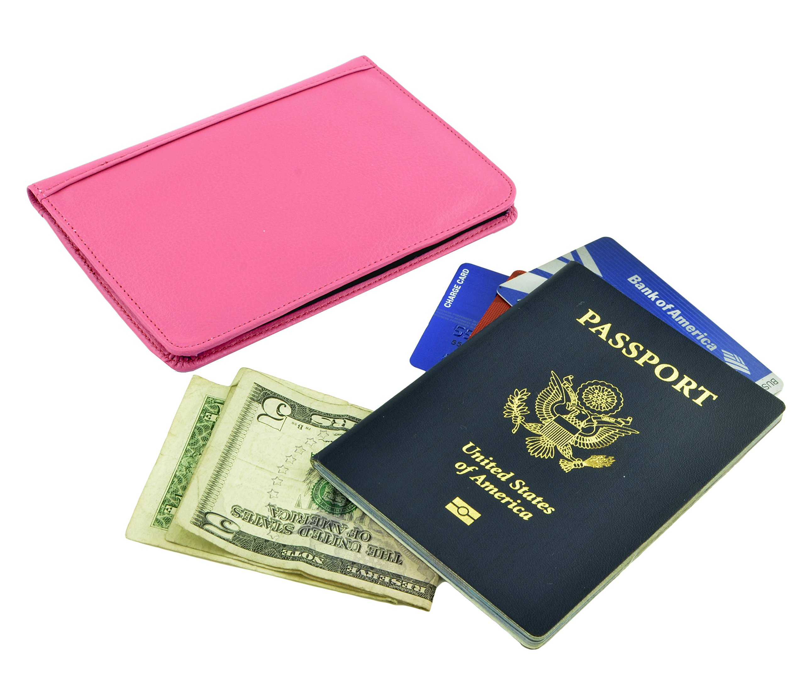 Belle Donne RFID Blocking Passport Holder Wallet - PU Leather Travel Document Cover for Women, Pink | Perfect for Air Travel, International Trips & Secure ID Storage