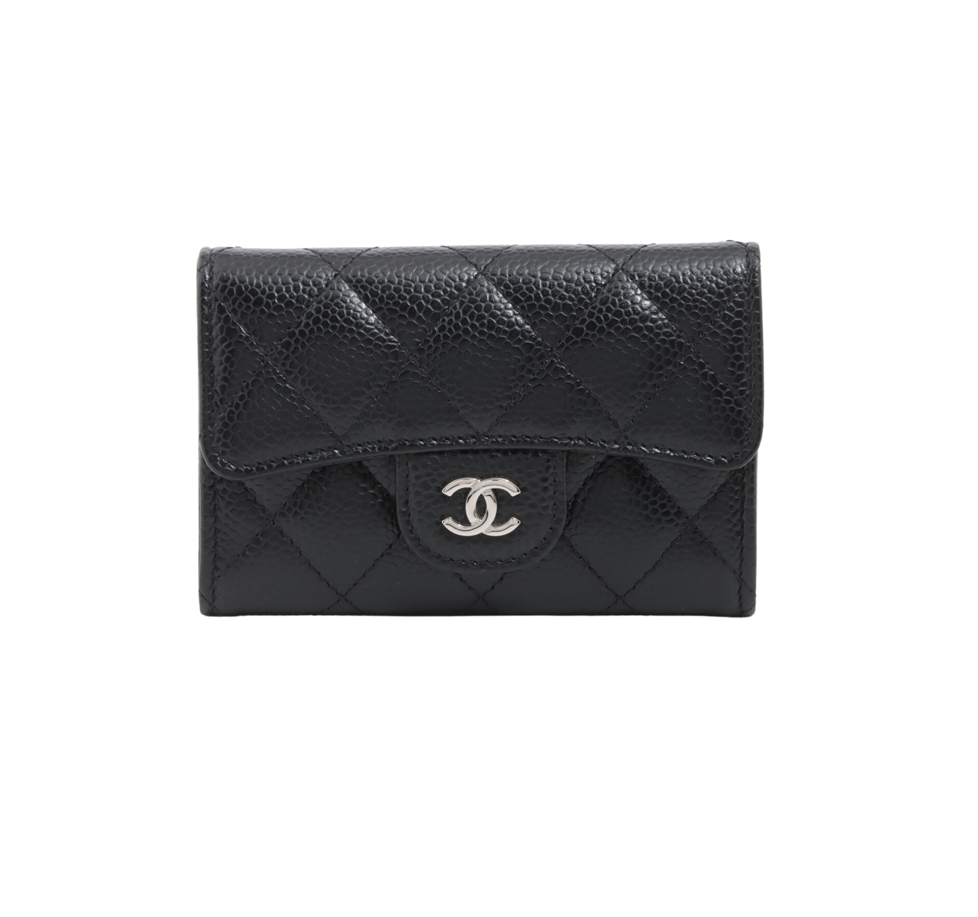 Chanel Caviar Quilted Black Leather Card Holder Wallet - Luxury Compact Card Case for Women, Perfect for Everyday Use & Travel