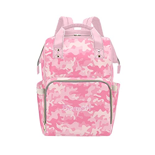 **Light Pink Camo Diaper Backpack - Personalized Waterproof Baby Bag for Moms, Nursing & Travel Essentials - Stylish Tote Gift for Women (Perfect for Daycare, Outings & Hospital Visits)**