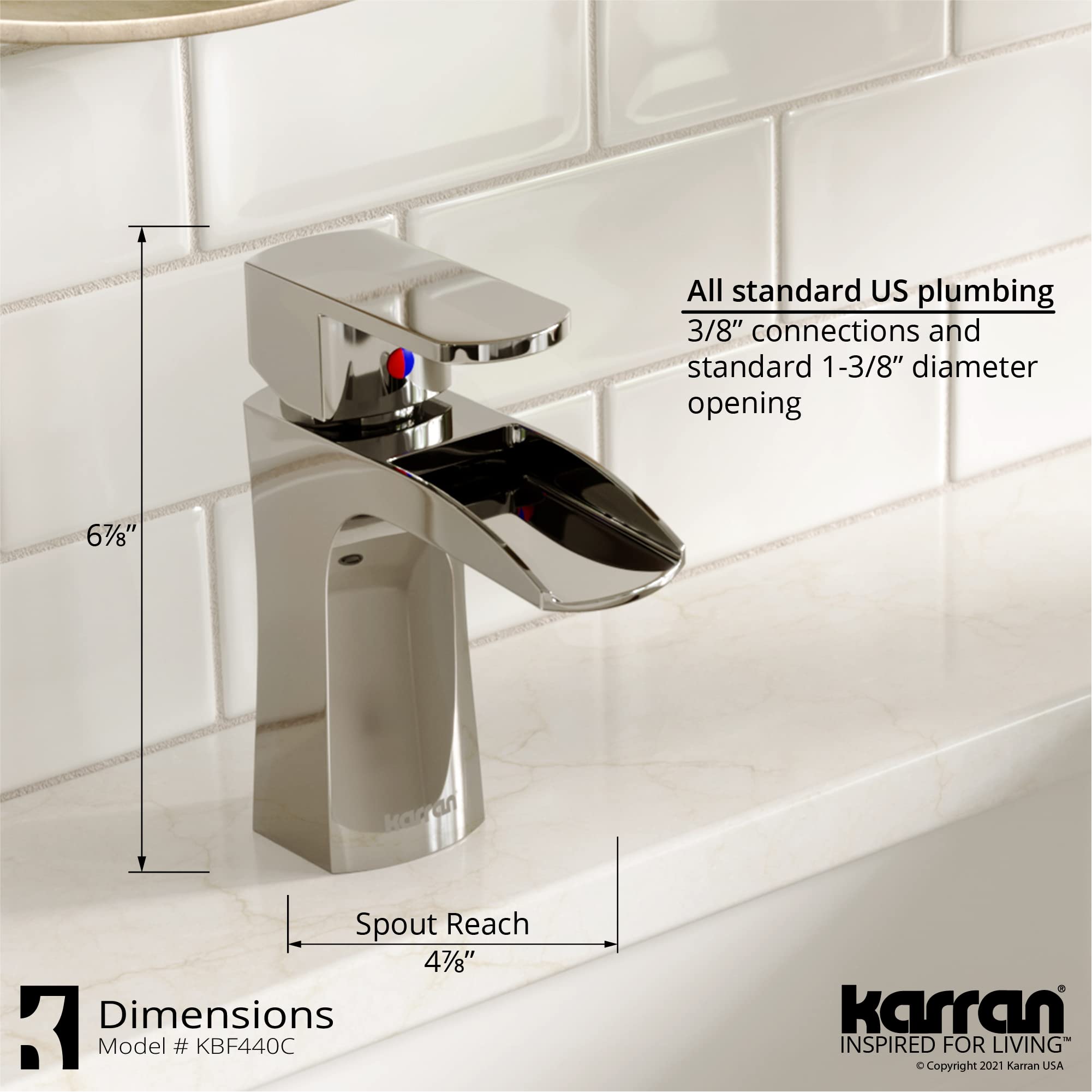 Karran KBF440 Kassel Single Hole Single Handle Bathroom Sink Faucet with Pop-Up Drain - Chrome Finish for Modern Vanity & Powder Room Installation