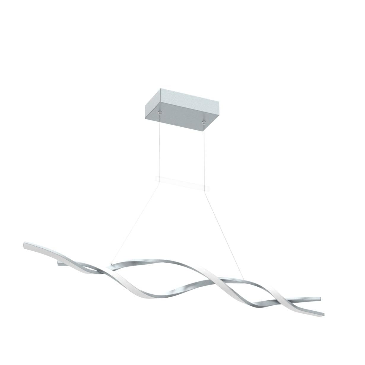 Jaycomey Modern LED Pendant Light Fixture - Dimmable Wave Shape Chandelier with Remote Control, 3000K-6000K Color Temperature, 28W Acrylic & Aluminum Hanging Light for Dining Room, Kitchen Island, Restaurant, Bar, Living Room - Gray