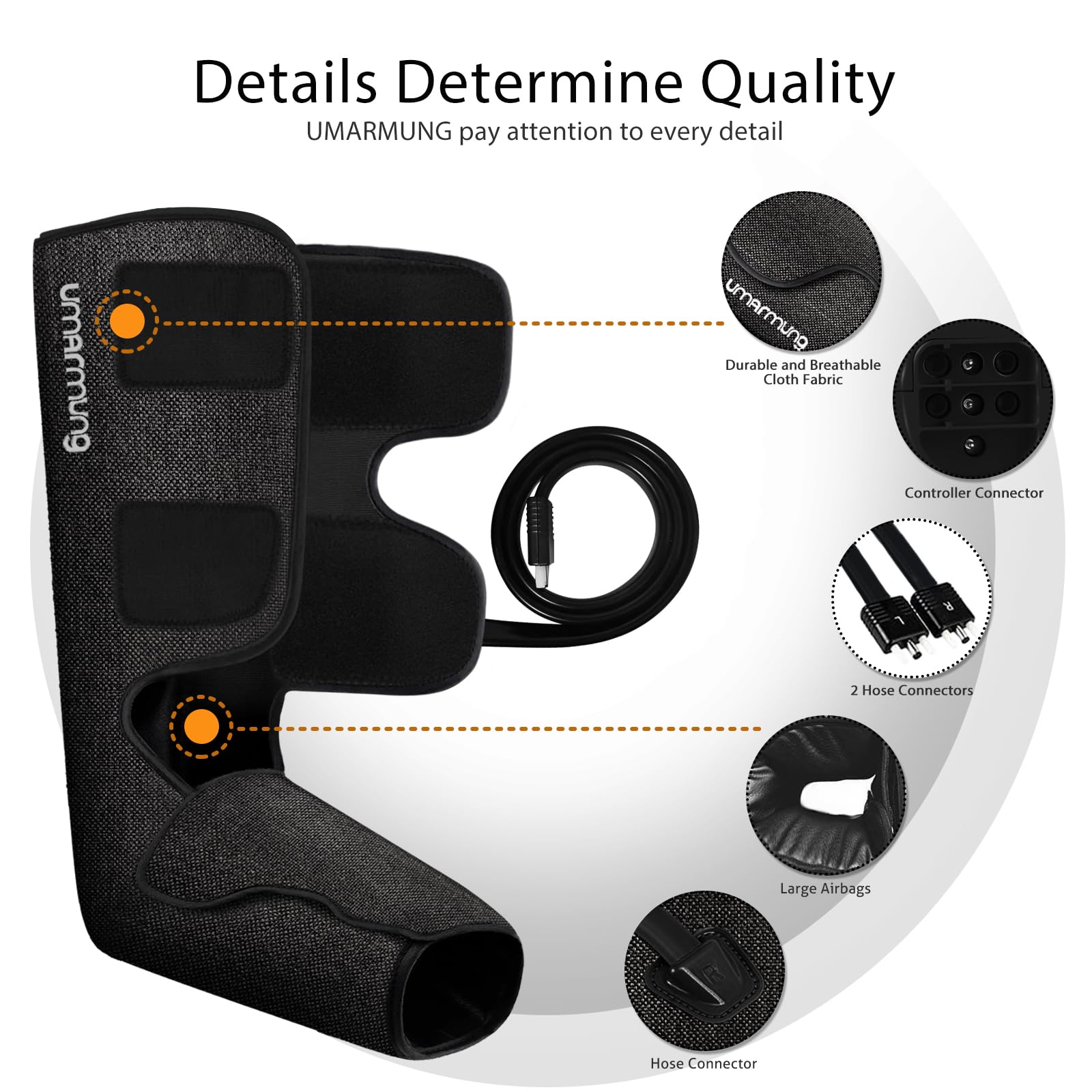 UMARMUNG Air Compression Leg Massager with Heat - Best Gifts for Women, Men, Mom & Dad - Relieves Varicose Veins, Edema, Muscle Fatigue, Cramps & Swelling - Perfect for Home Relaxation, Post-Workout Recovery & Holiday Gifts (Christmas, Father's Day, Mother's Day)