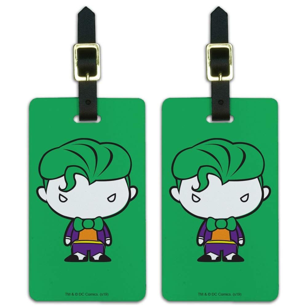 Batman & Joker Cute Chibi Character Luggage ID Tags - 2-Pack Travel Accessories for Suitcases, Backpacks & Carry-On Bags - Perfect for Air Travel, Vacation & Business Trips