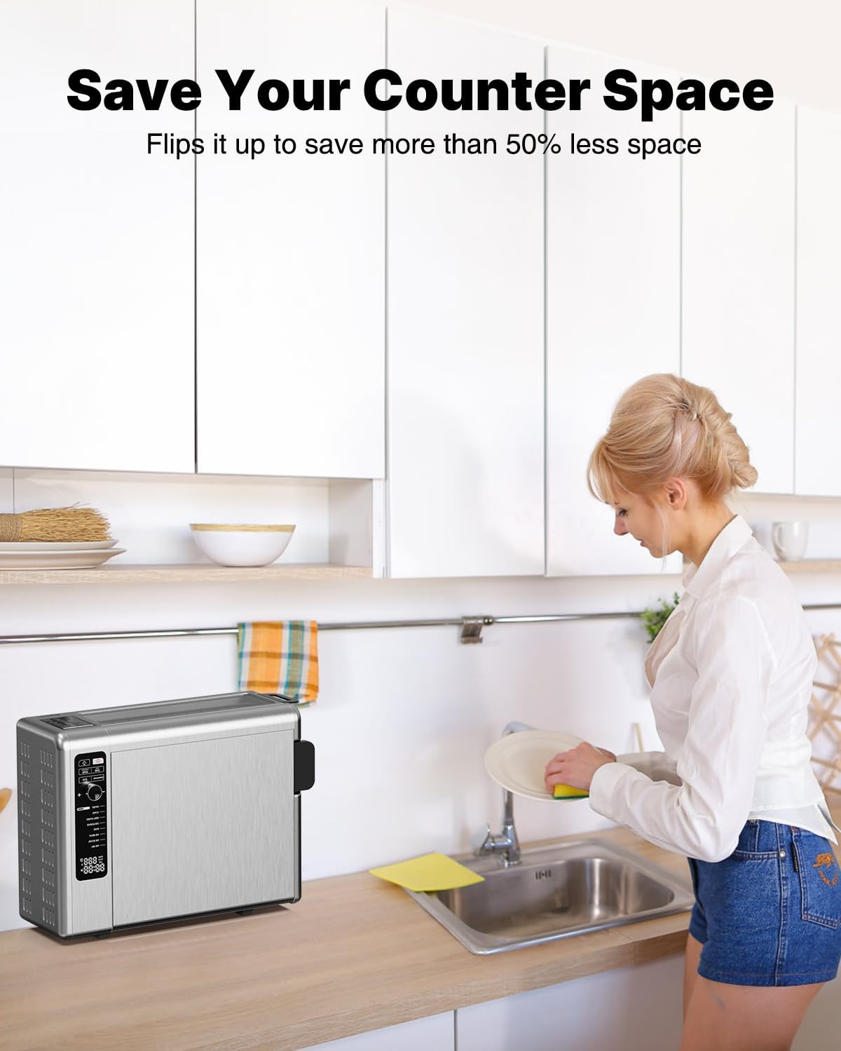 JOYAMI 18QT 1600W Air Fryer Toaster Oven Combo with See-Through Window - 6-in-1 Countertop Convection Oven for Air Frying, Baking, Grilling, Dehydrating, Toasting - Includes 6 Nonstick Accessories - Perfect for Small Kitchens, Dorms & Healthy Cooking