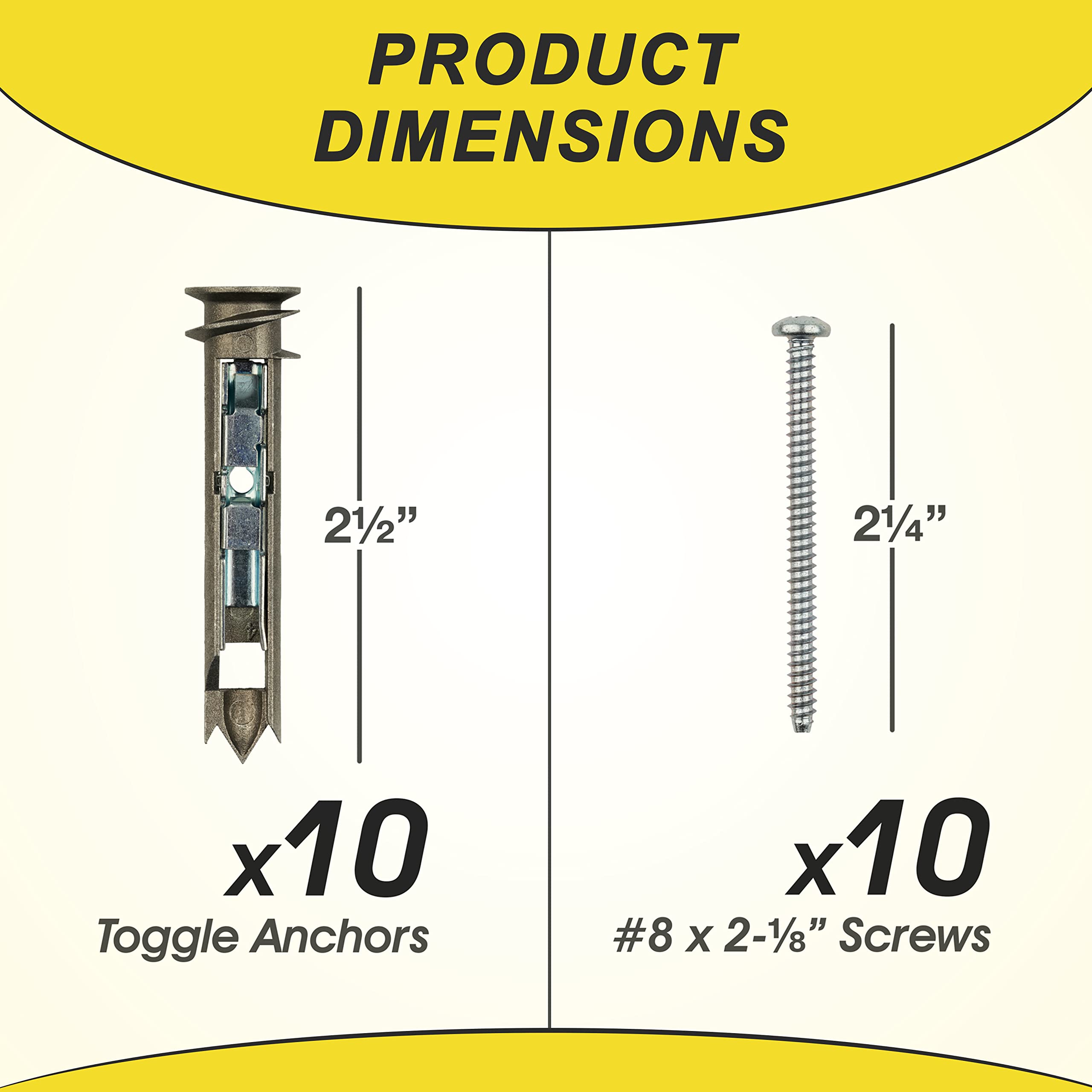 Heavy Duty Drywall Anchors and Screws Kit - Self-Drilling Toggle Anchors with Zinc Coating for Secure Wall Mounting | Perfect for Hanging Pictures, Shelves, Mirrors & Home Decor