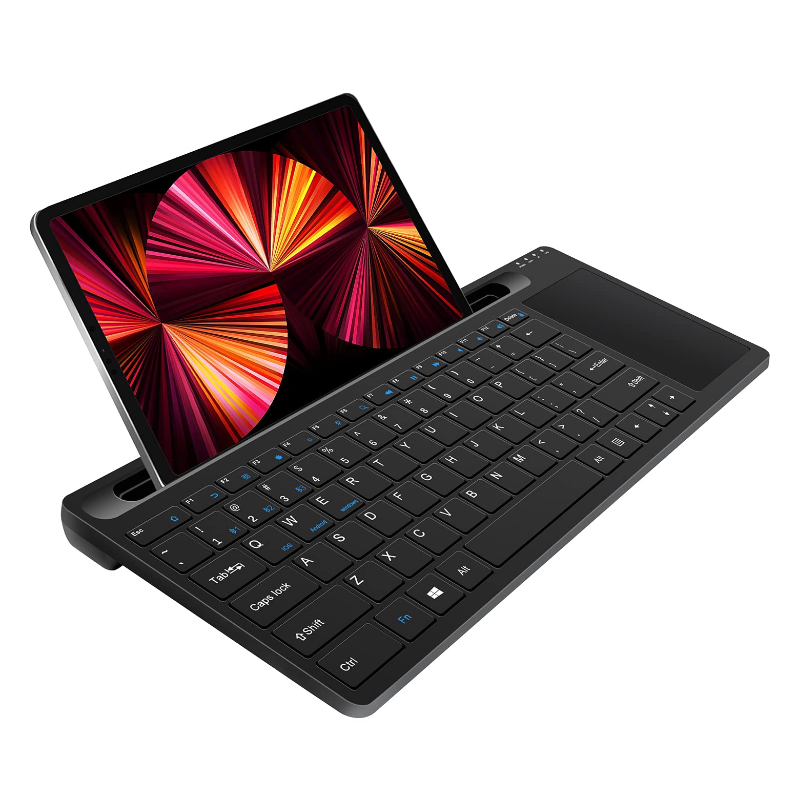 Multi-Device Bluetooth Keyboard with Touchpad & Stand - Dual Mode (Bluetooth/2.4G) for Phone, Tablet, PC & Smart TV - Compatible with iOS, Android, Windows - Perfect for Home Office, Remote Work & Entertainment Setup