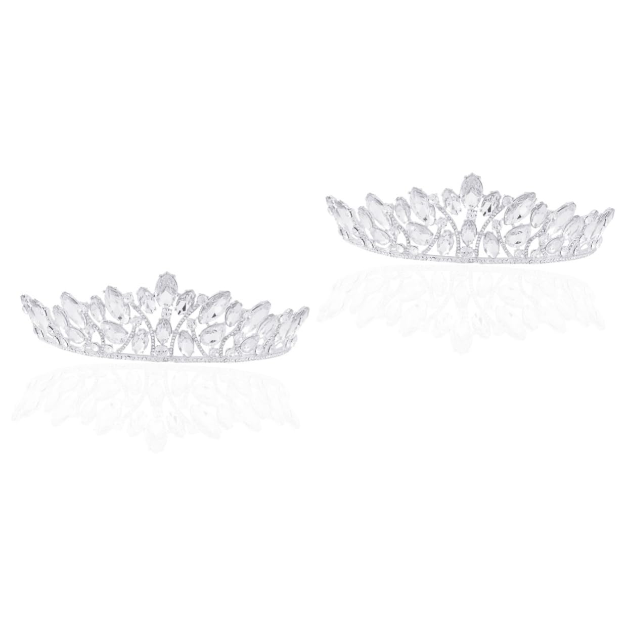 Beavorty 2-Piece Lockable Bridal Headpiece Set - Rhinestone Wedding Headbands, Princess Tiara & Crystal Comb for Bride (White) | Perfect for Weddings, Prom, Pageants & Special Occasions