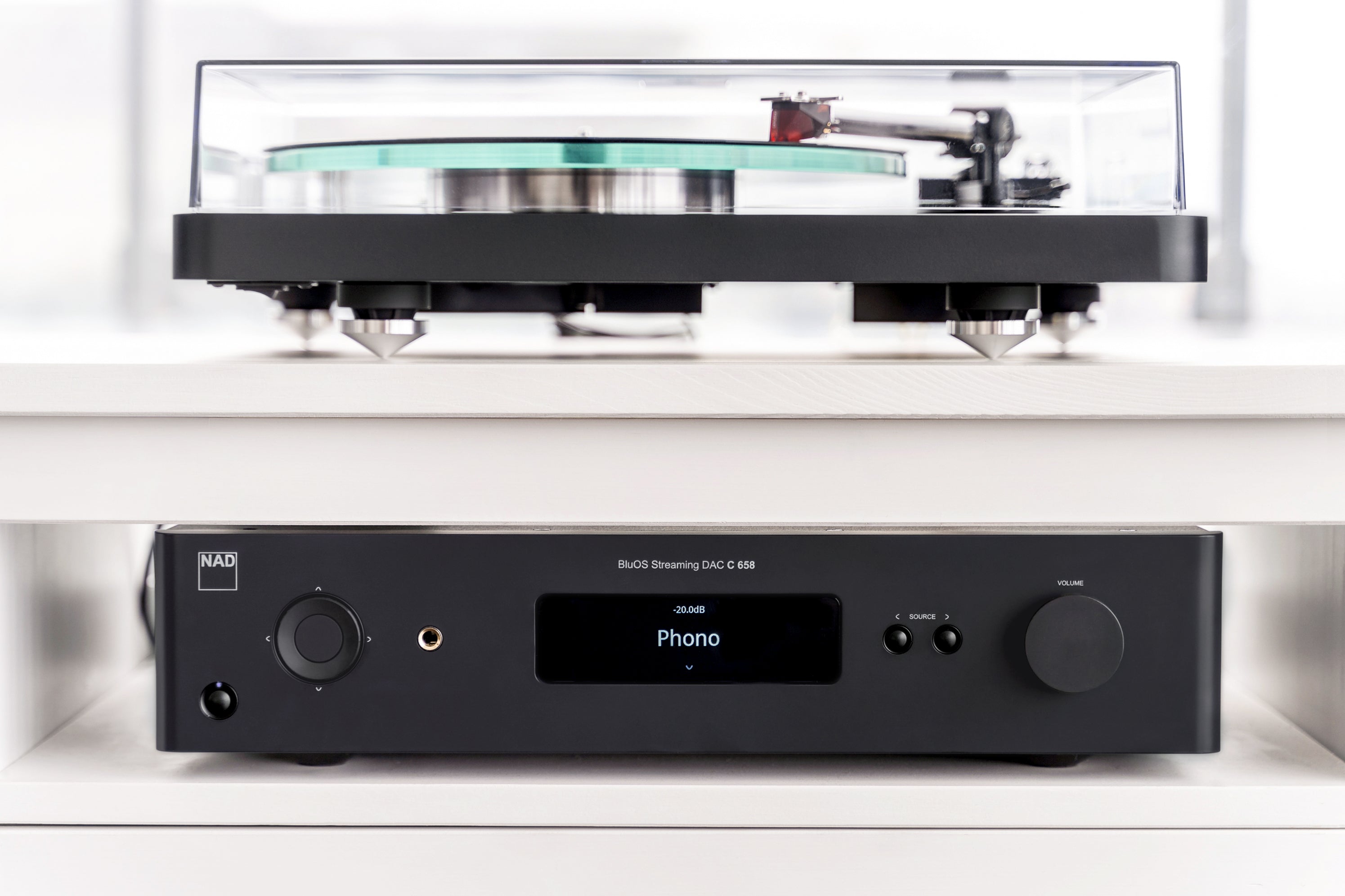 NAD C 658 BluOS Streaming DAC Preamplifier - High Resolution Network Audio Player with Dirac Live Room Correction | Perfect for Home Theater & Hi-Fi Music Systems