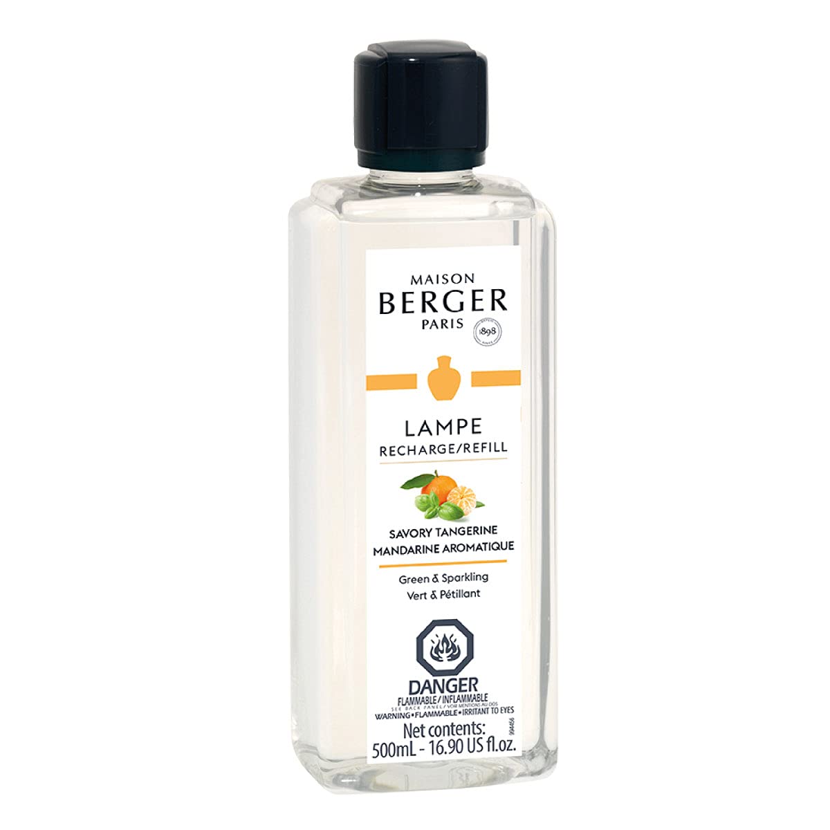 MAISON BERGER Savory Tangerine Scented Oil Refill - 16.9oz (500ml) for Home Fragrance Diffusers - Air Freshener for Living Room, Bedroom & Office - Long-Lasting Aromatherapy Oil