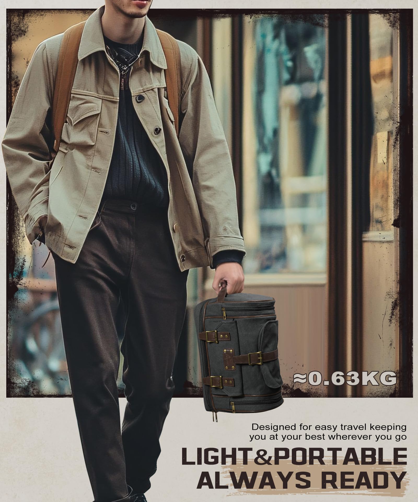 Premium Canvas Hanging Toiletry Bag for Men - 7 Compartment Travel Organizer with Large Capacity | Waterproof Gym, Camping & Business Trip Essentials Storage | Black Travel Toiletry Kit for Shaving, Cosmetics & Personal Care Items
