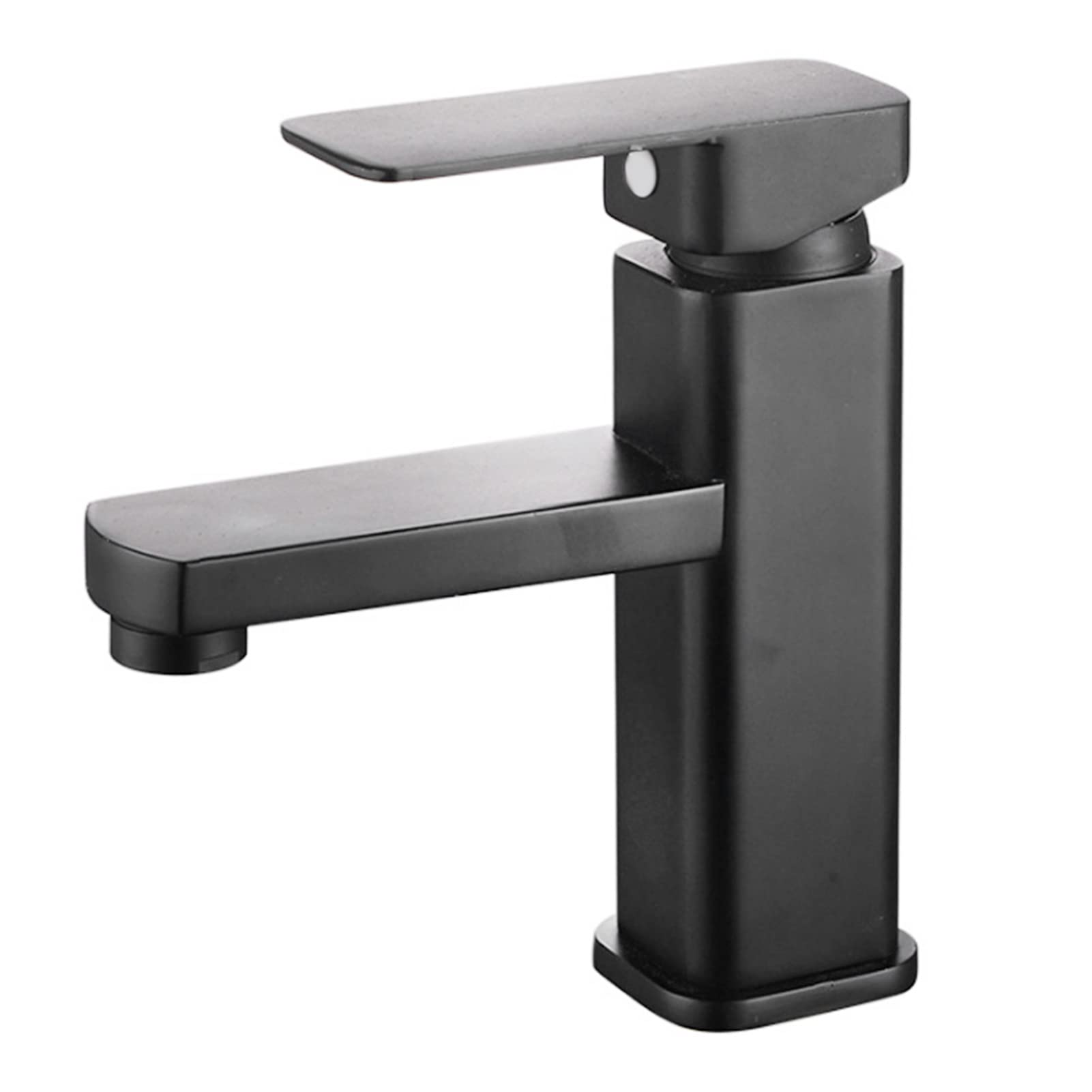 Black Matte Single Hole Plastic Bathroom Faucet - Stainless Steel Modern One Handle Sink Faucet - Water Spot & Stain Resistant - Perfect for Bathroom Vanity & Powder Room Upgrades