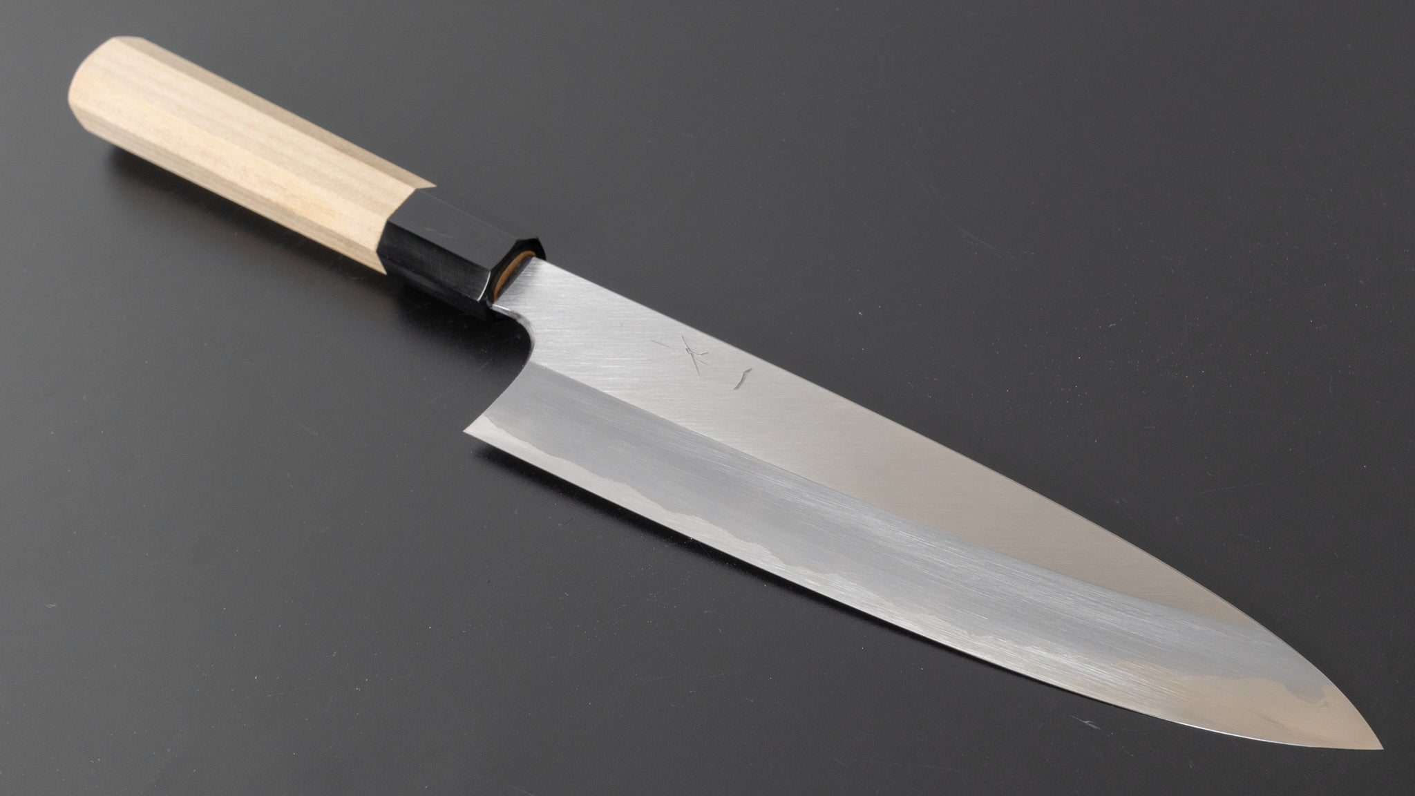 Hitohira Togashi White #1 Stainless Clad Migaki Gyuto 210mm Japanese Chef Knife with Ho Wood Handle - Perfect for Sushi, Meat Cutting & Professional Kitchen Use