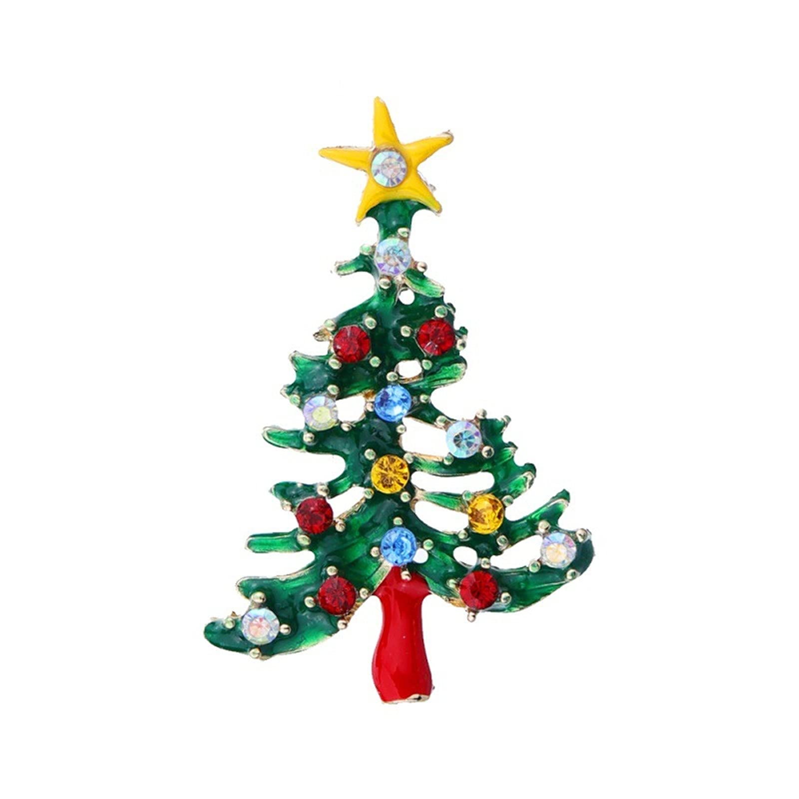 Sparkling Rhinestone Christmas Brooch Pin Set - Crystal Bells, Snowman & Tree Pins for Xmas Decor, Holiday Jewelry & Gift - Perfect for Christmas Party Outfits, Sweaters & DIY Crafts (Size D, One Size)
