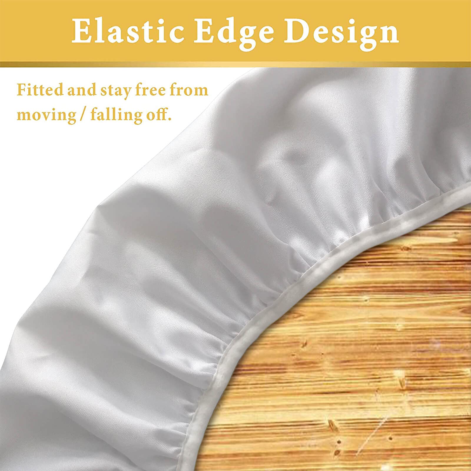Round Elastic Edge Waterproof Tablecloth - Washable & Wipeable Fabric Table Cover for 48 Inch Tables - Perfect for Outdoor Dining, Picnics, BBQs, and Patio Parties - Black 02