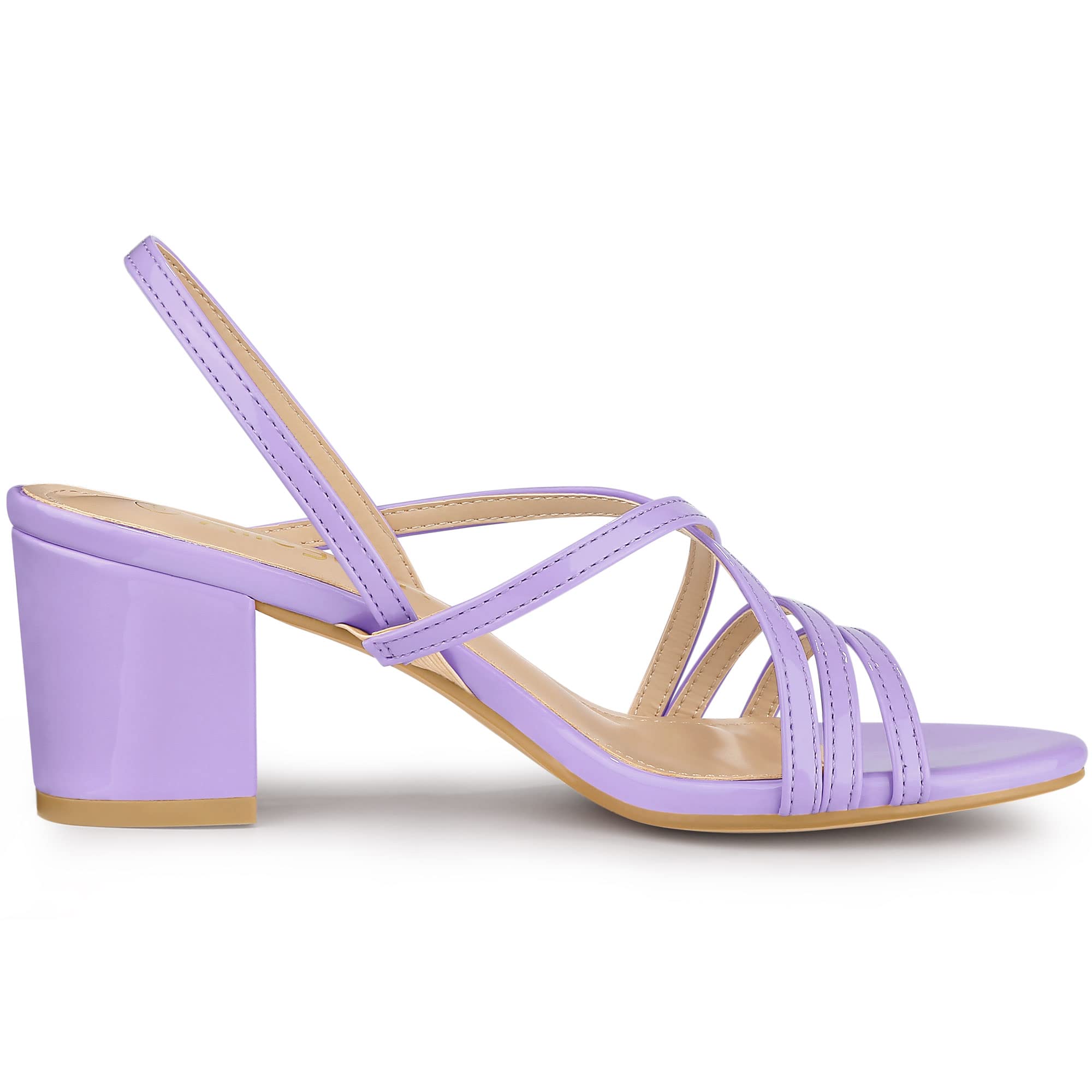 Allegra K Women's Strappy Slingback Chunky Heel Slide Sandals | Comfortable Summer Dress Shoes for Weddings, Parties & Date Nights