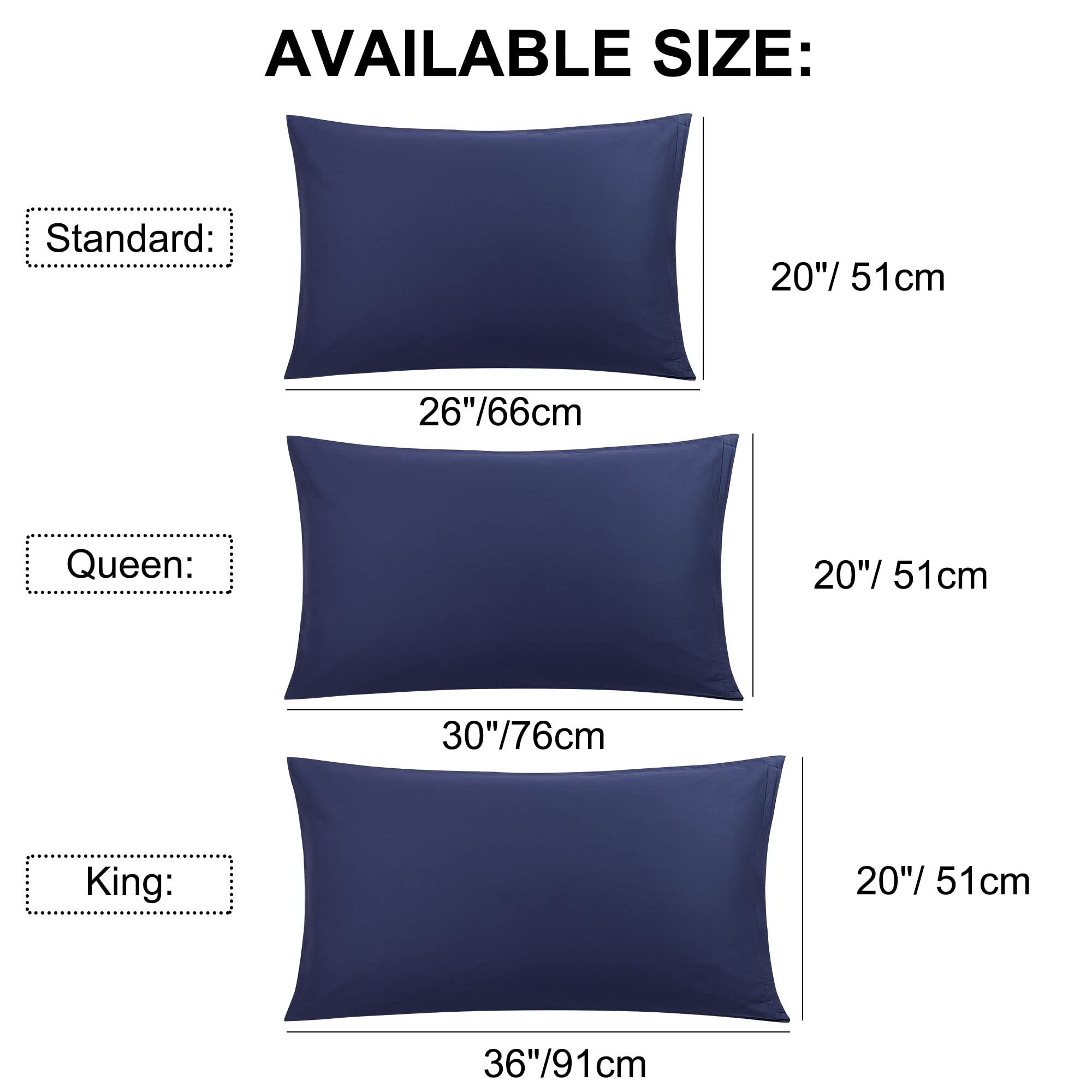 Premium Soft Cotton Pillowcases Set of 2 - Breathable & Hypoallergenic Bedding for Side Sleepers & Hot Sleepers - Perfect for Home, Hotel, or Travel Use