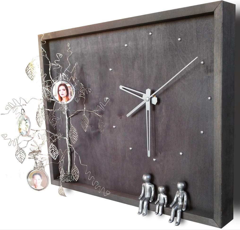 17x12 Personalized Wall Clock - Custom Anniversary, Wedding, Family Gifts for In-Laws, Grandmother & Special Occasions - Elegant Silver Steel/Tin/Aluminum/Iron Design - Perfect for Home Decor, Living Room, Bedroom & Willow Tree Themed Spaces