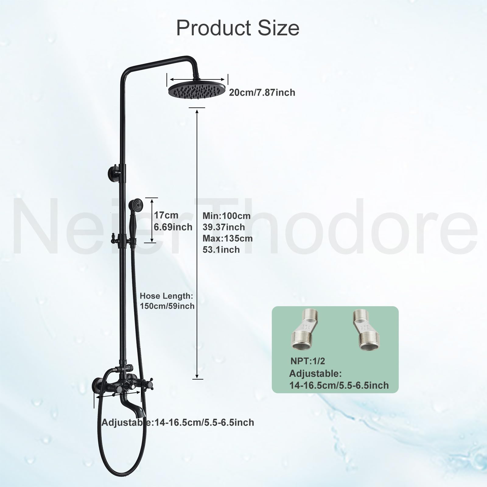 Premium Oil Rubbed Bronze Shower Faucet Set - Complete Wall Mounted Shower System with 8