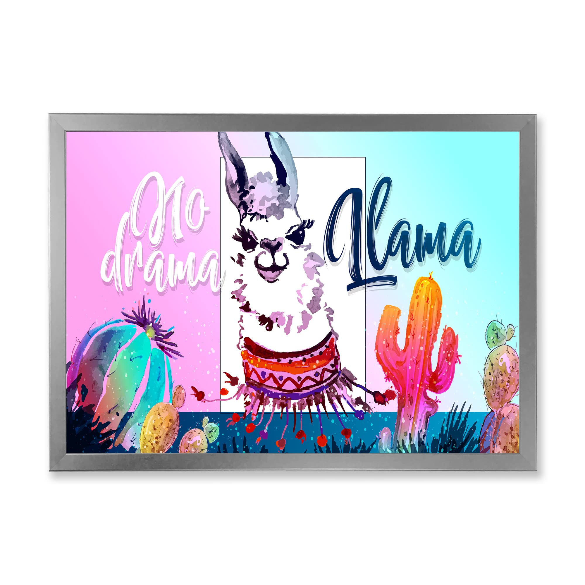 No Drama Llama Framed Wall Art for Kids - Colorful Children's Room Decor & Nursery Artwork - Perfect for Playrooms, Bedrooms, and Classrooms