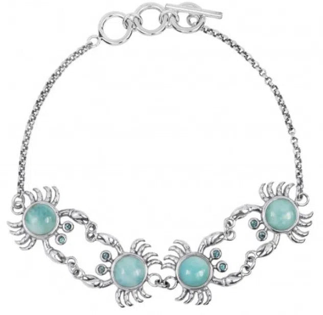 Caribbean Larimar Crab Bracelet - Handmade Miami Beach Jewelry - Perfect for Vacation, Gift & Boho Fashion Accessories