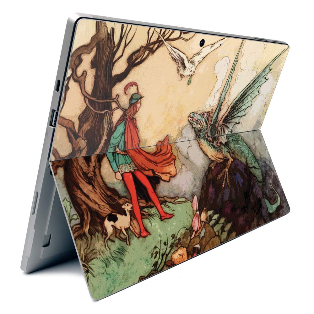 MightySkins Carbon Fiber Skin for Microsoft Surface Pro 7 - Dragon Design | Textured Protective Cover | Easy to Apply & Remove | Made in USA | Perfect for Work, School & Travel