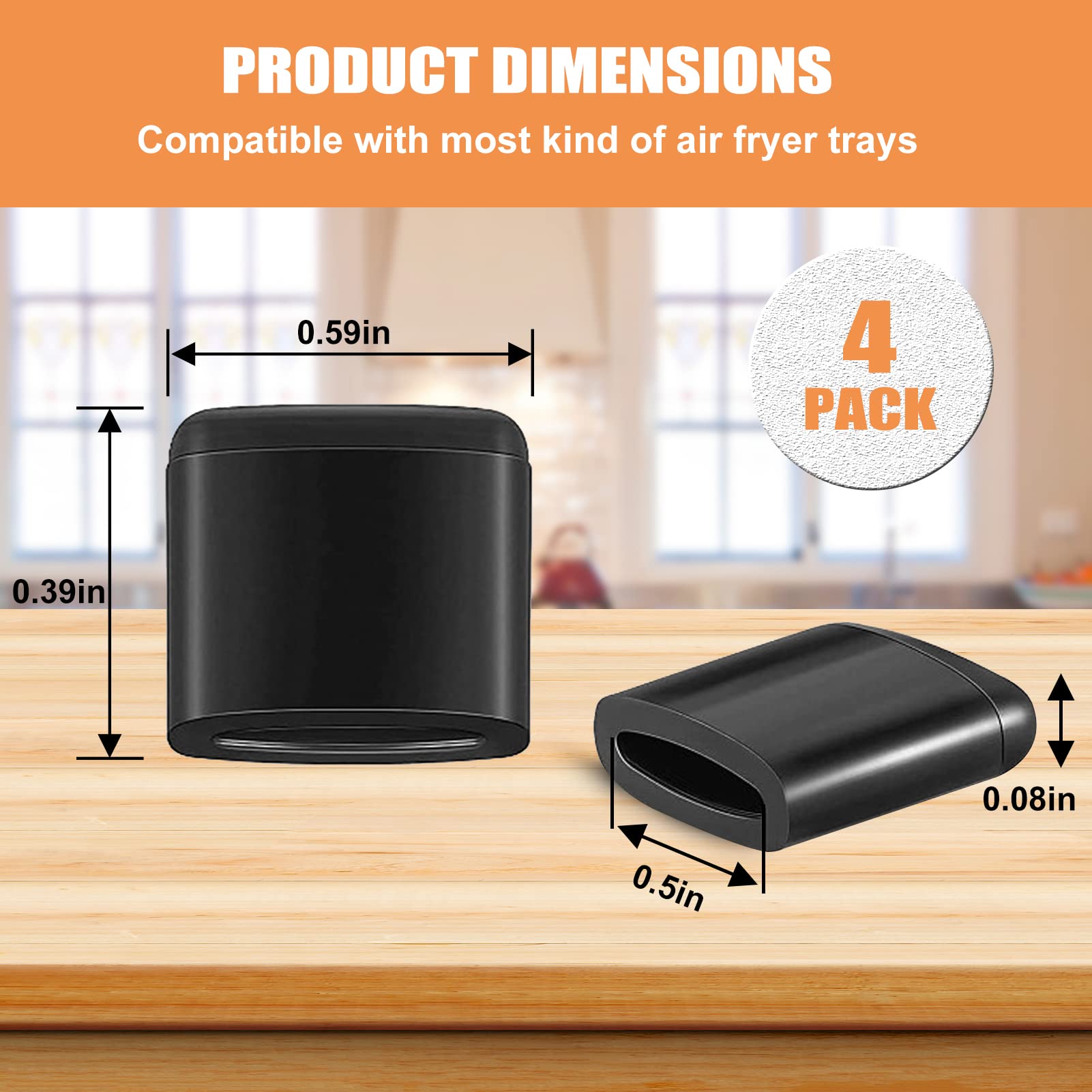 Premium Air Fryer Replacement Parts - 4 PCS Silicone Rubber Bumpers, Feet & Tabs for Chefman Powel XL & Other Models | Non-Slip, Heat-Resistant Accessories for Air Fryer Trays | Perfect for Kitchen Safety & Stability