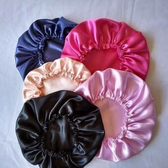 SIMMI Adjustable Silk Hair Bonnet for Sleeping with 3 Satin Scrunchies - Protective Night Cap for Curly, Natural & Afro Hair (Blue) | Perfect for Nighttime Hair Care & Travel