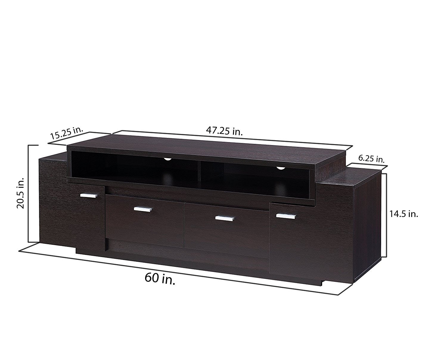 Furniture of America Amani Modern TV Stand in Cappuccino - Stylish Entertainment Center for Living Room & Home Theater Setup