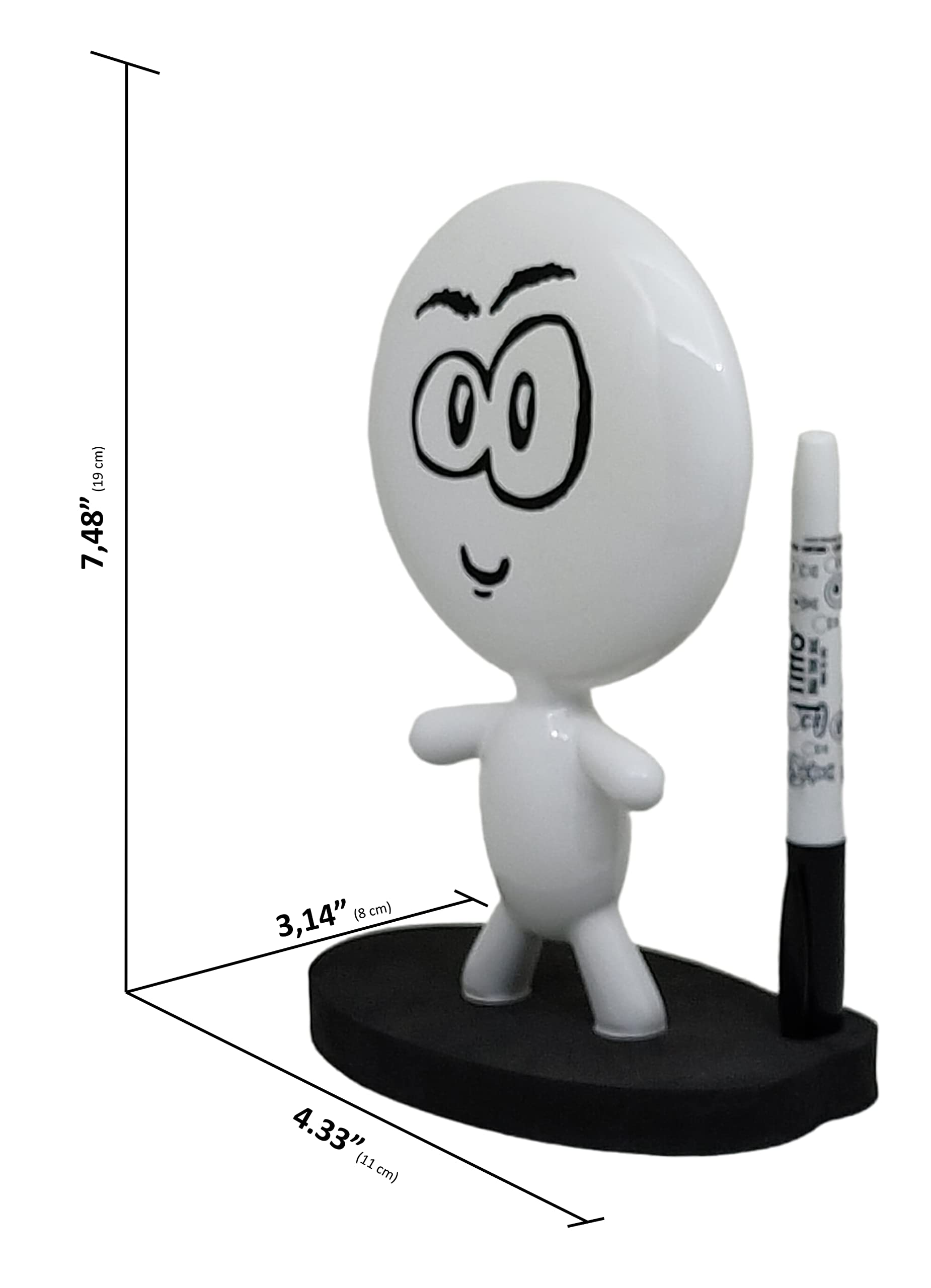 TITTO Original Ceramic Desk Whiteboard Doll - Black Office Gift for Coworkers, Home & Office Decor - Draw Your Ideas Memo Pad - Perfect for New Year Gifts & Creative Workspace Organization