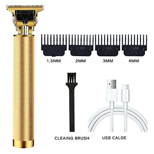 Professional USB Rechargeable Hair Clipper & Beard Trimmer for Men - Gold | Electric Hair Cutting Machine for Home & Barber Use | Perfect for DIY Haircuts, Beard Grooming & Styling