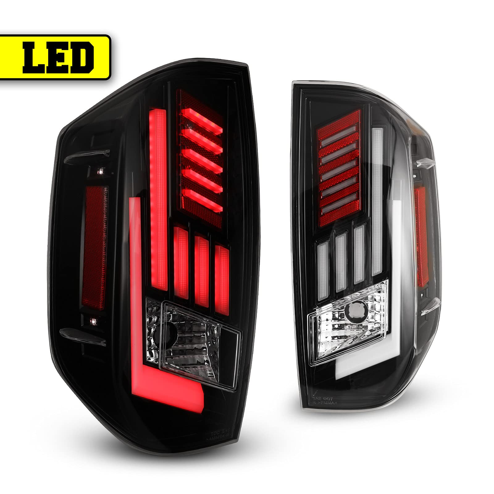 **AUTOWIKI LED Tail Lights for 2014-2022 Toyota Tundra - Glossy Black & Clear Tail Lamp Replacement (1 Set) - Perfect for Night Driving & Enhanced Safety**