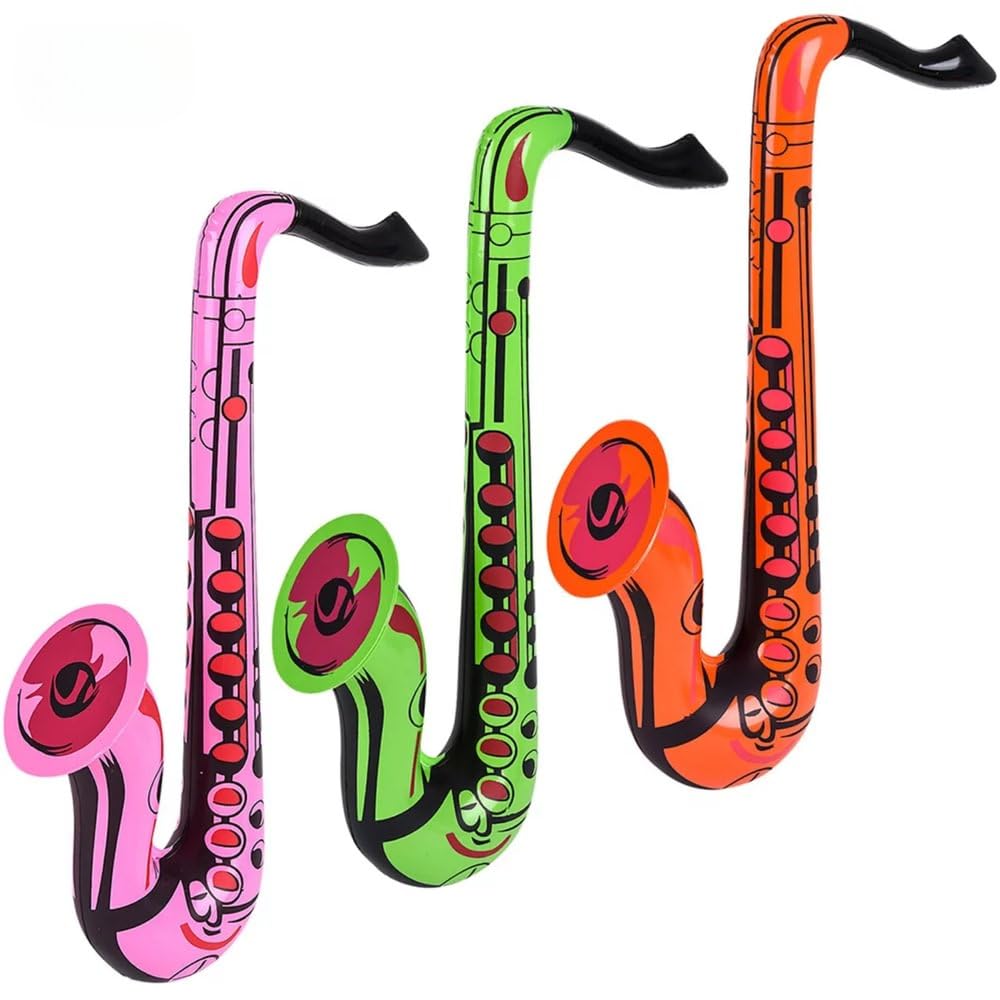 Rhode Island Novelty 24-Inch Inflatable Saxophone - Pack of 12 - Perfect for Parties, Decorations & Music-Themed Events