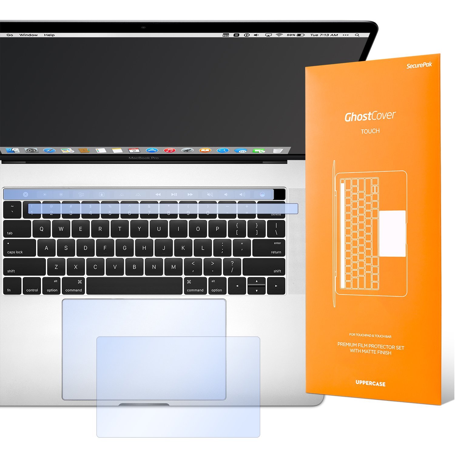 Premium Matte Finish GhostCover Touch Bar & Trackpad Protector for 2019 MacBook Pro 16