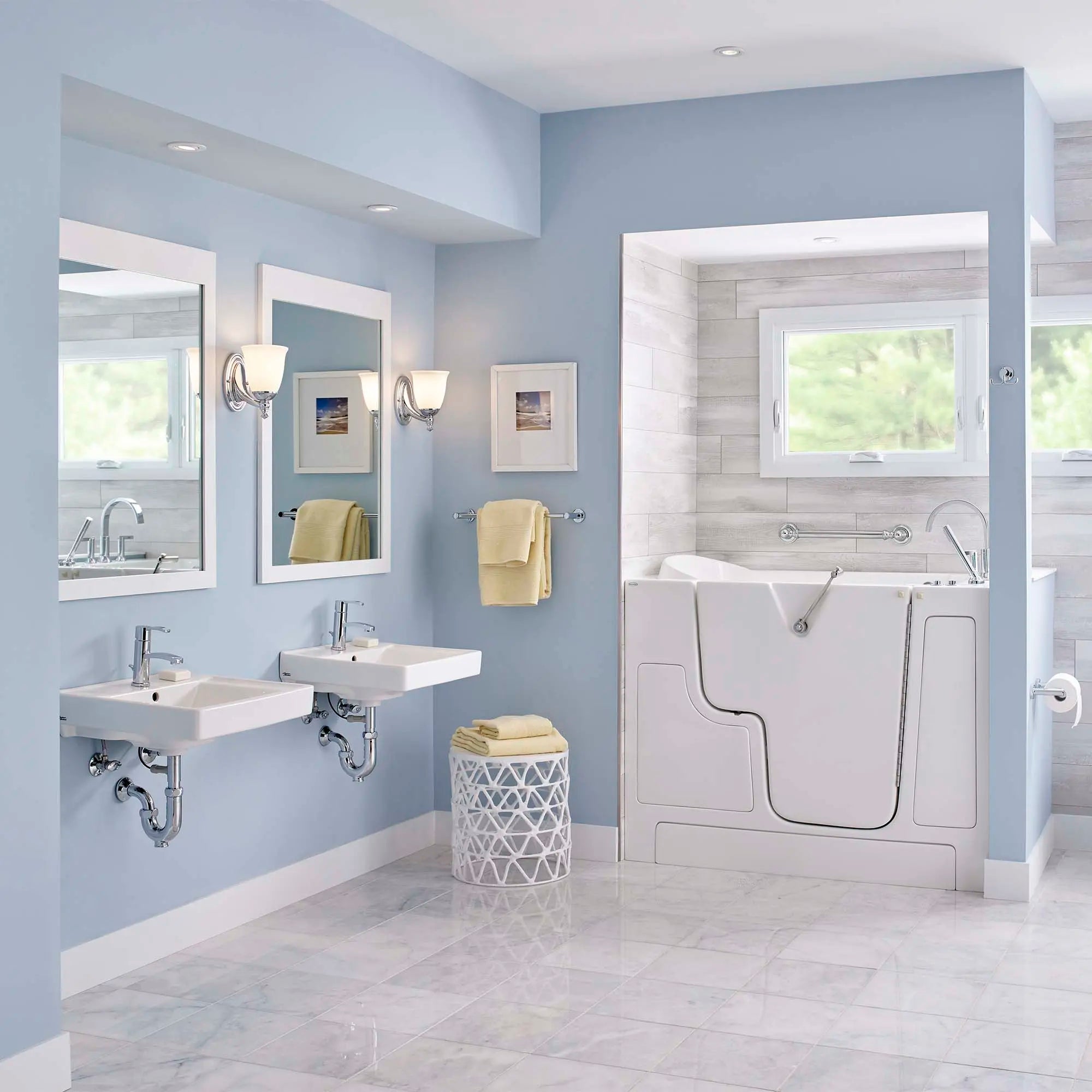 Decorum® Wall Mount EverClean® Bathroom Sink with Center Faucet Hole - Perfect for Modern Small Bathrooms & Powder Rooms