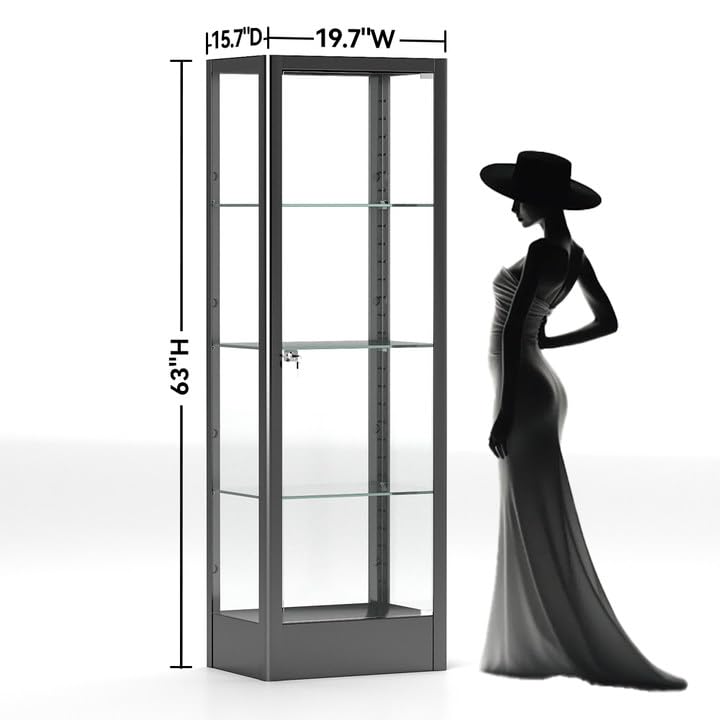 4-Tier Glass Display Cabinet with Lock - 19.7