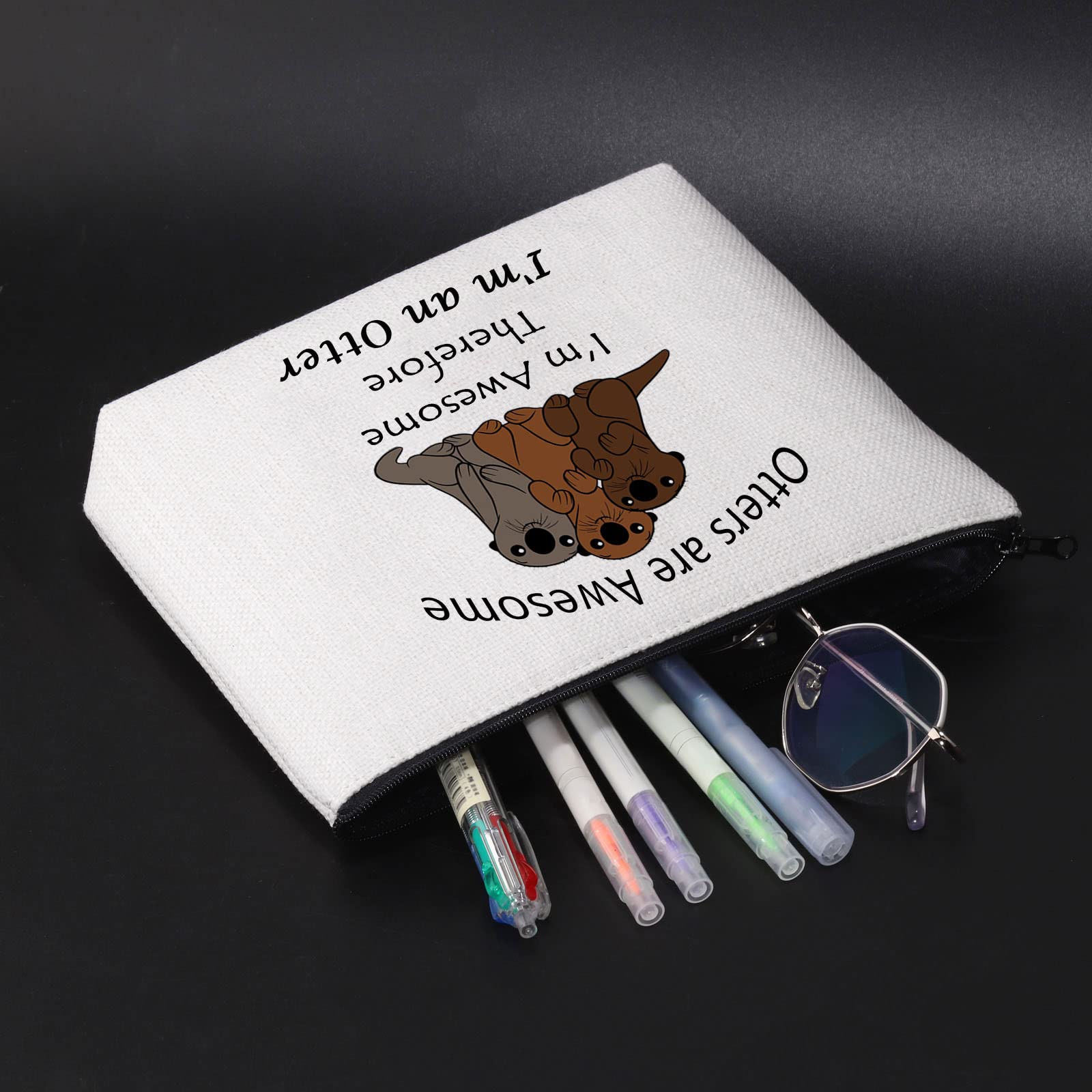 Funny Otter Cosmetic Bag - Cute Otter Lover Gift with Zipper for Makeup & Travel | Otters Are Awesome Design - Perfect for Daily Use, Beach Trips & Gifts