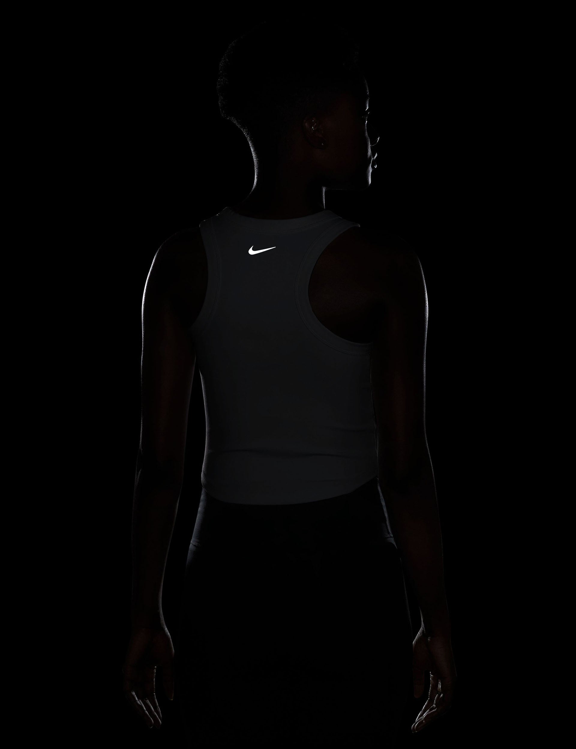 Nike Dri-FIT Cropped Fitted Tank Top for Women - White & Black - Moisture-Wicking Workout Top for Yoga, Running & Gym