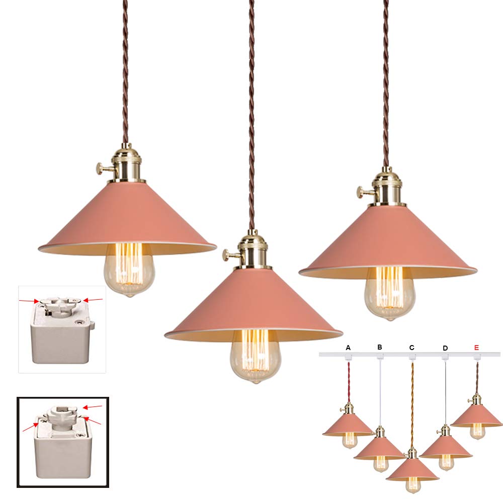 Dimmable Macaron Orange H-Type Track Pendant Light - 3.2 ft Cord, 3-Pack (Bulbs Not Included) - Perfect for Kids Room, Nursery, and Playroom Decor