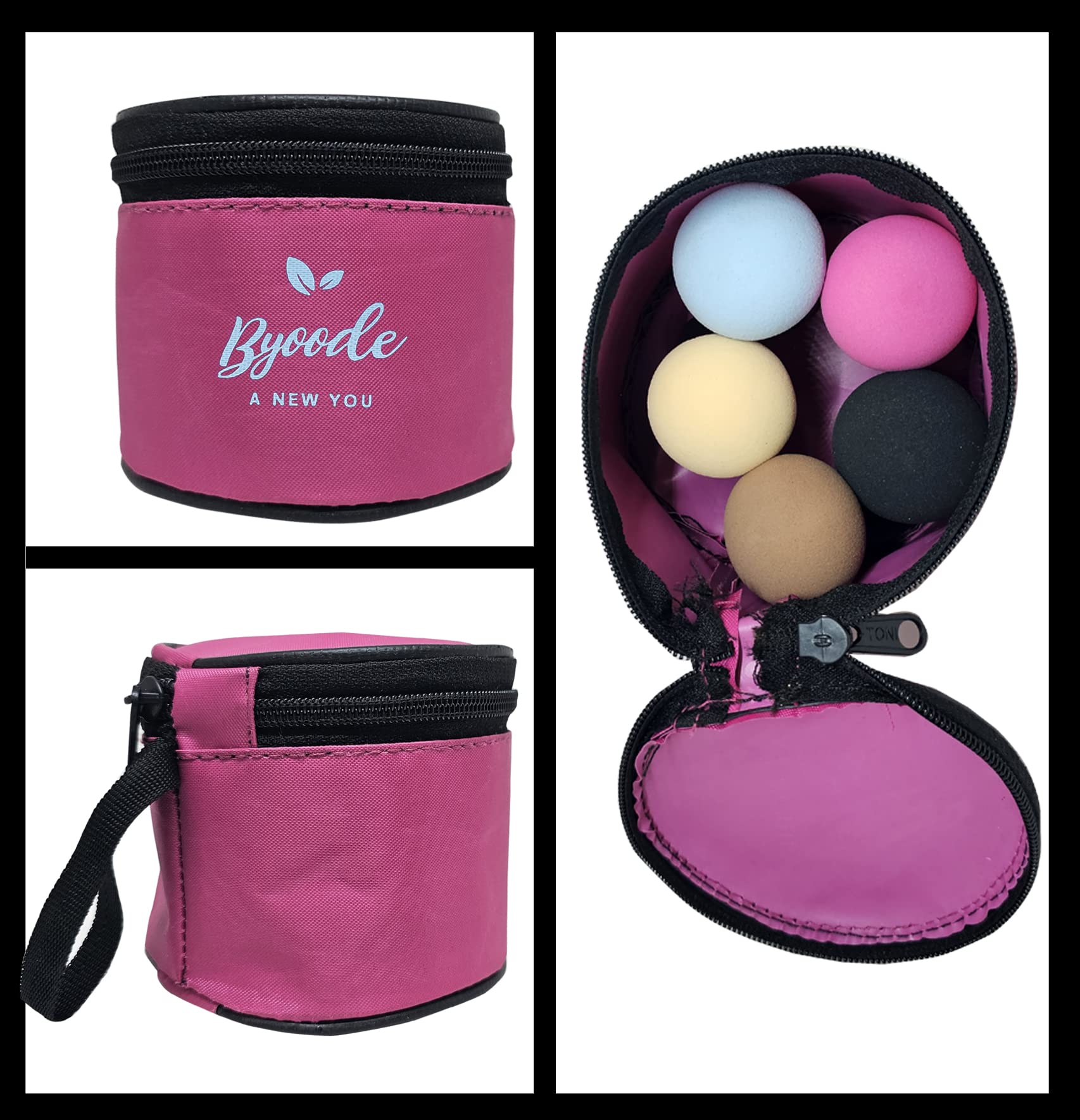 Byoode 5-Piece Mushroom Head Beauty Blender Set - Soft Makeup Sponge Puff for Foundation & Concealer - Includes Travel Pouch (Multicolor) - Perfect for Flawless Blending & On-the-Go Touchups