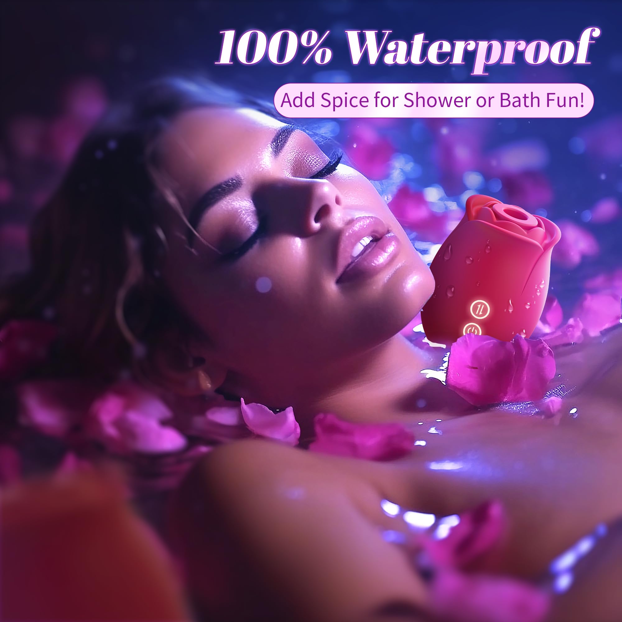 Premium Rose Vibrator with 5 Suction & Vibration Modes - G-Spot & Clitoral Stimulator for Women, Couples Play - Perfect for Sensual Massage, Foreplay & Intimate Adult Games