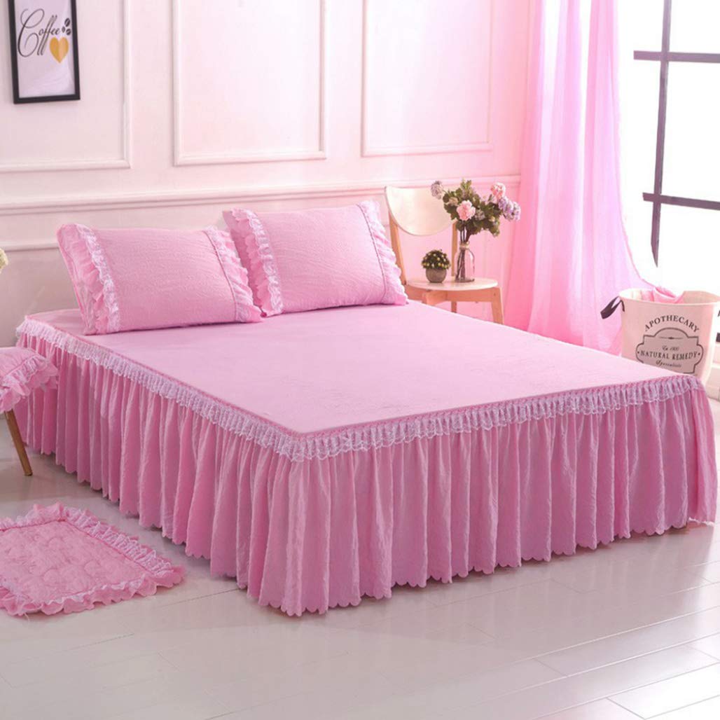JONARO Girls Bed Skirt Set - Twin/Queen/King Size Ruffled Bedding with Lace Trim - Perfect for Kids' Room Decor, Nursery, and Dormitory Makeovers