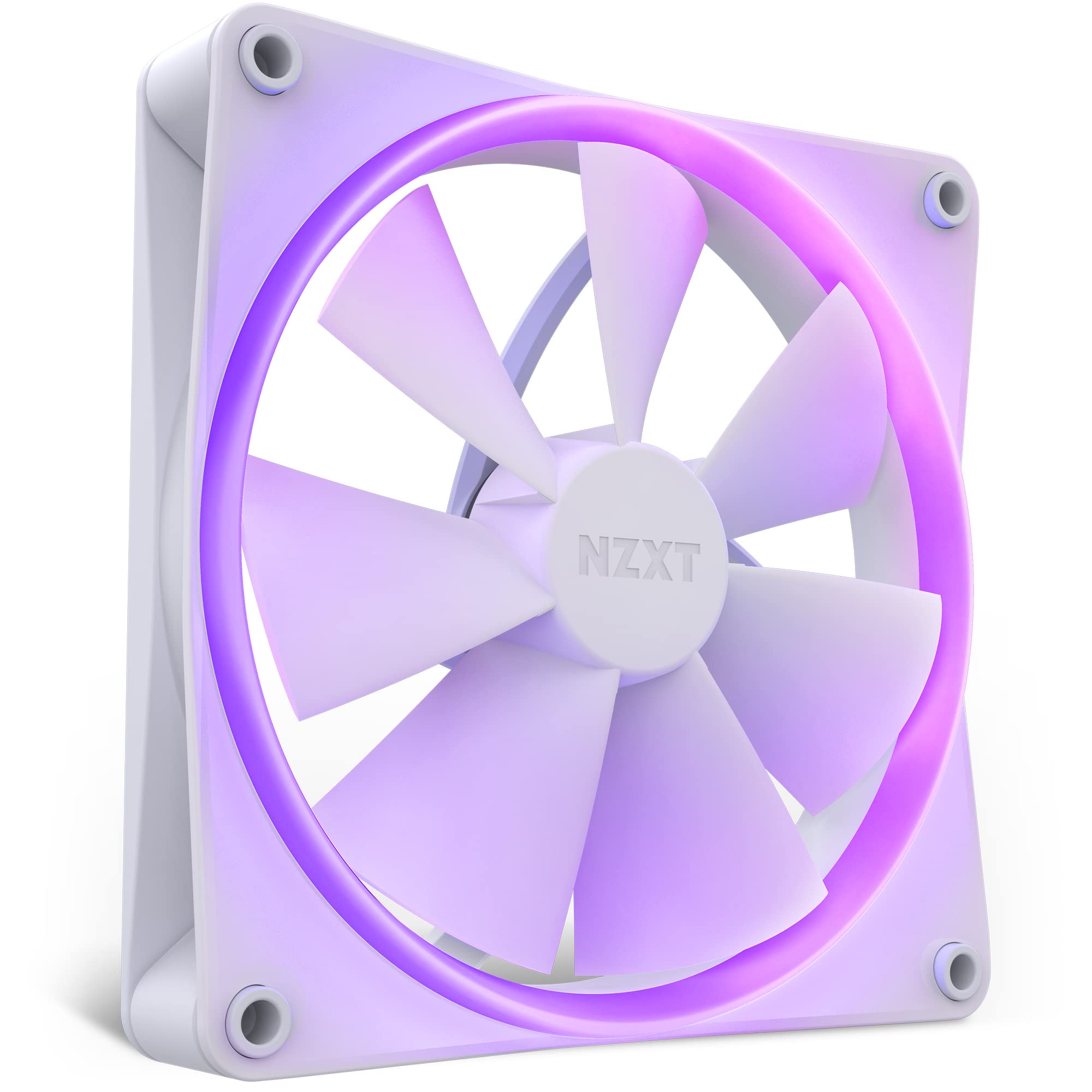 NZXT F140 RGB PC Cooling Fans - 140mm White LED Case Fans with Advanced RGB Lighting & Quiet Operation - Includes Twin Fans & Controller for Gaming PC, Workstation, and Home Office Setup