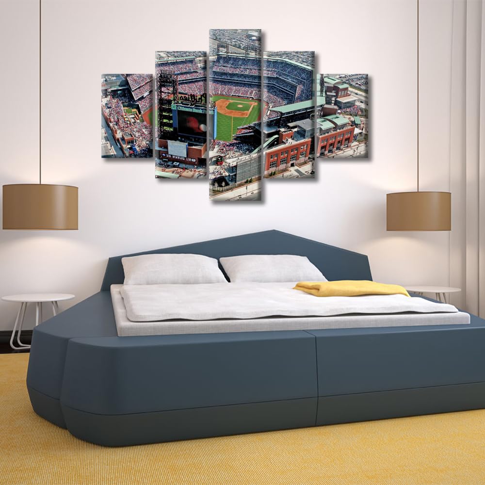 Philadelphia Citizens Bank Park Baseball Stadium Canvas Wall Art - 5 Panel Black & White Sports Decor, Framed Ready to Hang (60