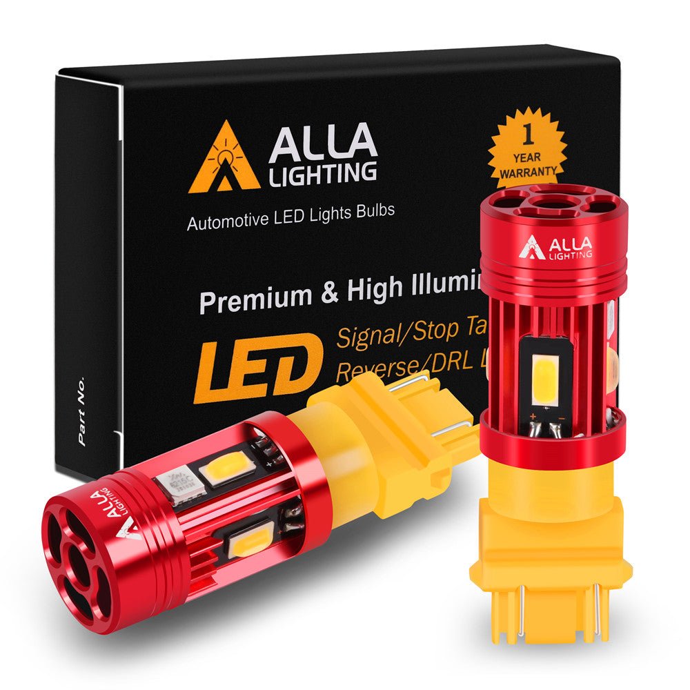 High-Performance CAN Bus T25 3156 3157 LED Bulbs - Amber Yellow Turn Signal Lights 3457NA - Durable & Bright for Cars, Trucks, and Motorcycles - Perfect for Enhanced Visibility and Safety on the Road