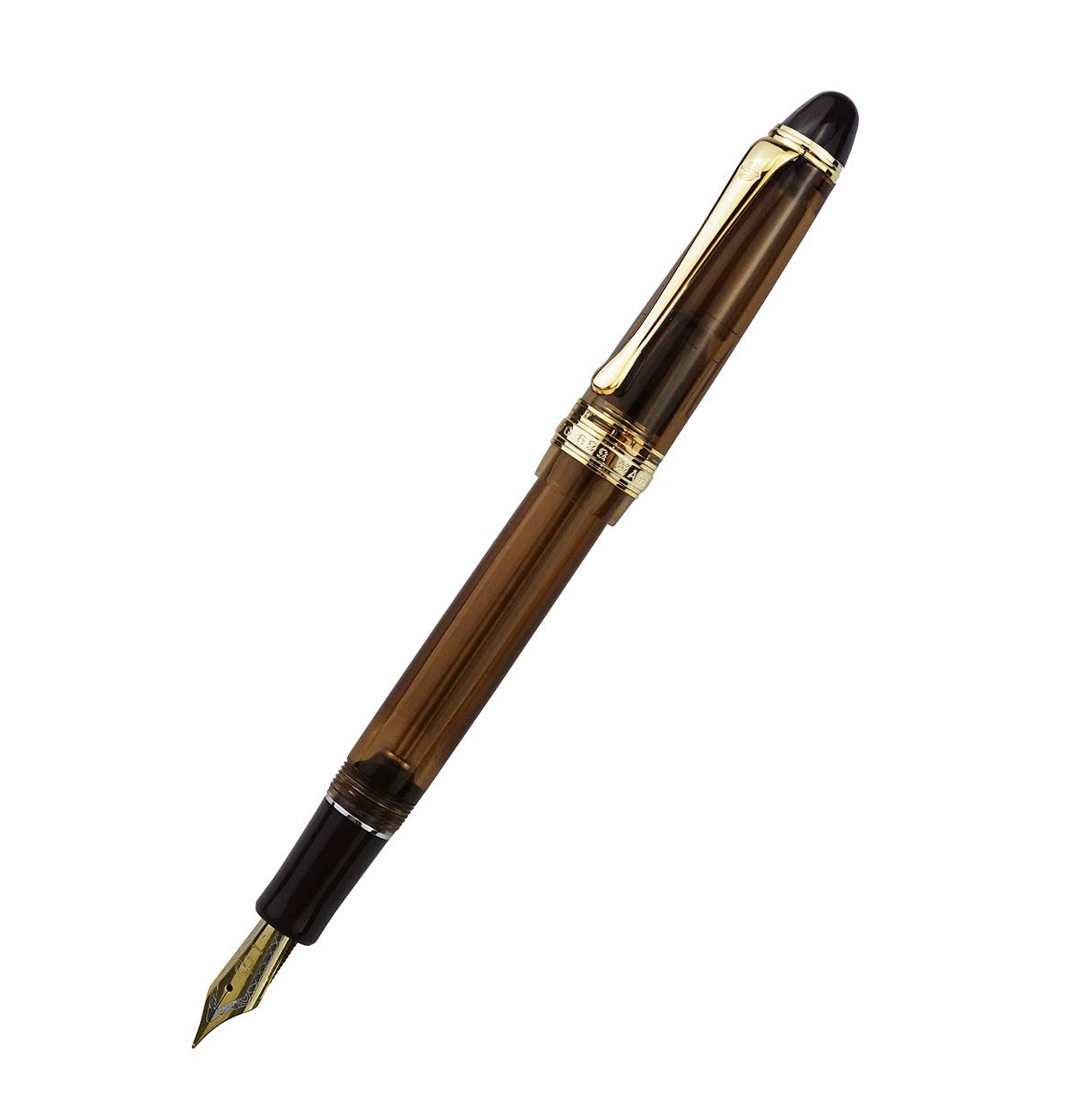 Lanxivi Yongsheng 699 Vacuum Fountain Pen - Medium Nib, Brown Acrylic for Office & Writing