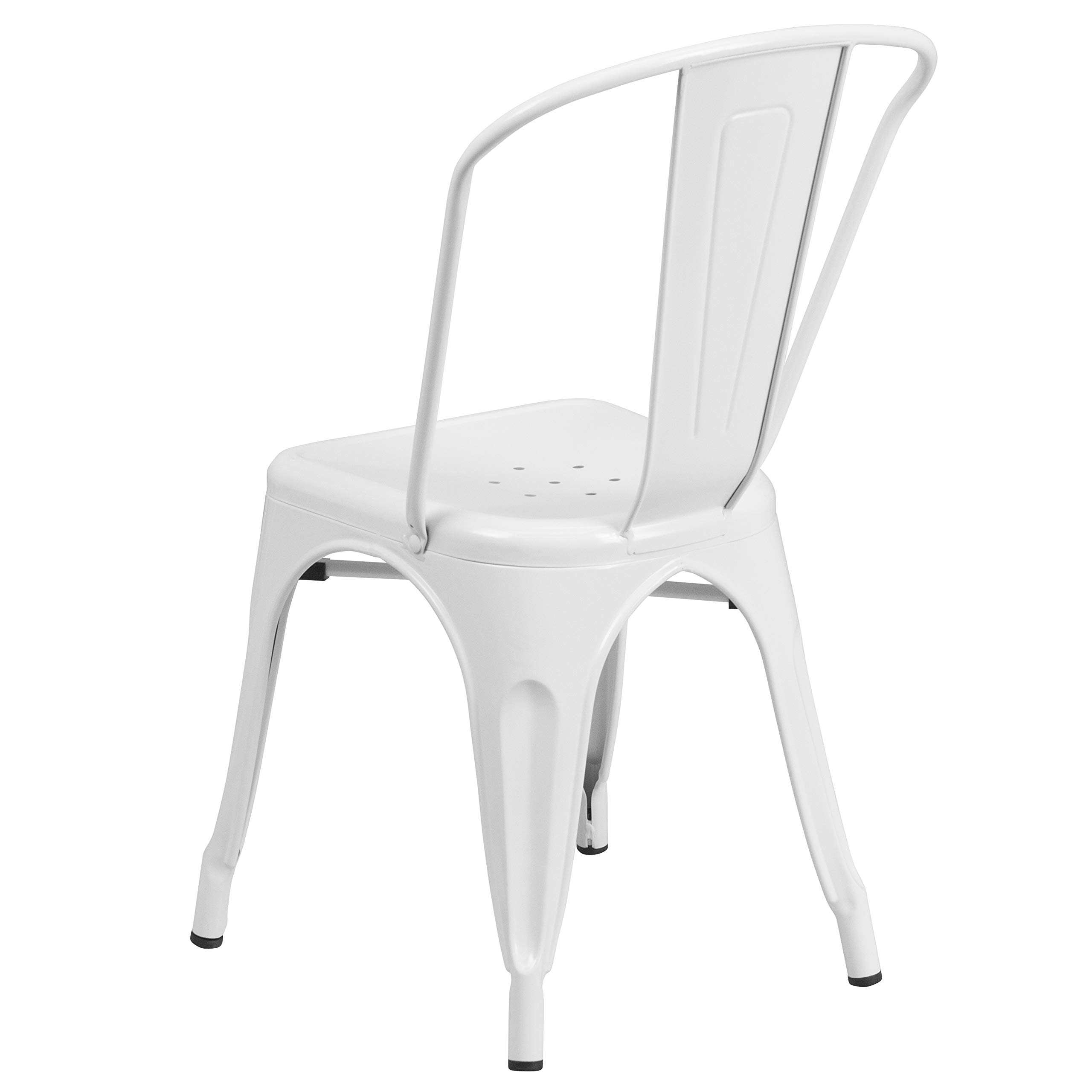 4 Pack White Metal Stackable Chairs for Indoor & Outdoor Use - Durable Bistro & Restaurant Chairs - Perfect for Dining, Cafes, Patios & Events