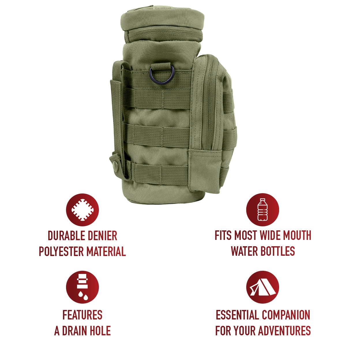 Rothco MOLLE Water Bottle Pouch - Tactical Hydration Carrier for Outdoor, Hiking, Camping & Military Use | Fits Standard Canteens & Bottles | Durable Nylon Construction