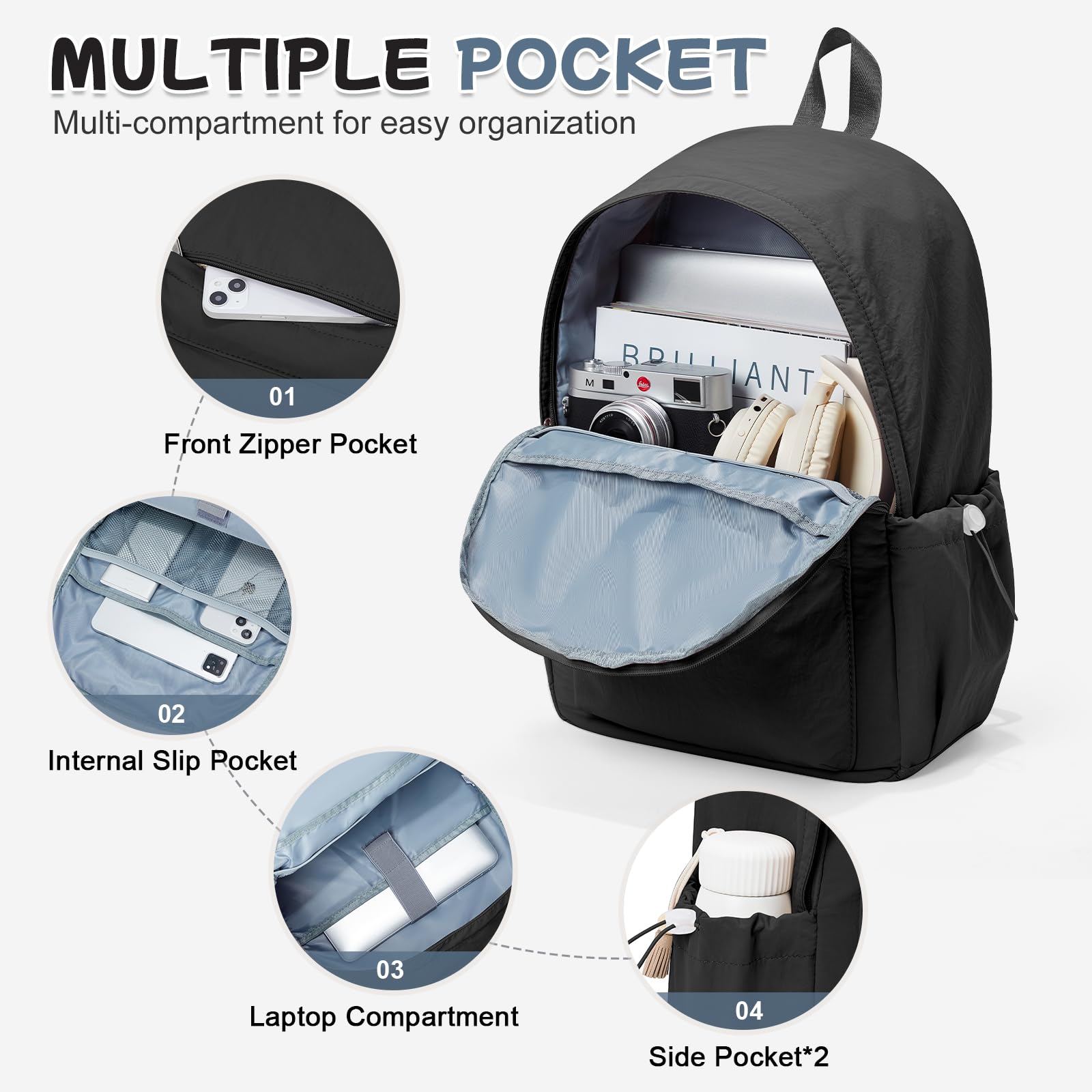 VGOCO Durable Waterproof Backpack for School, Travel & Hiking - Lightweight Laptop Backpack with USB Charging Port & Anti-Theft Design - Perfect for Students, Commuters & Outdoor Adventures