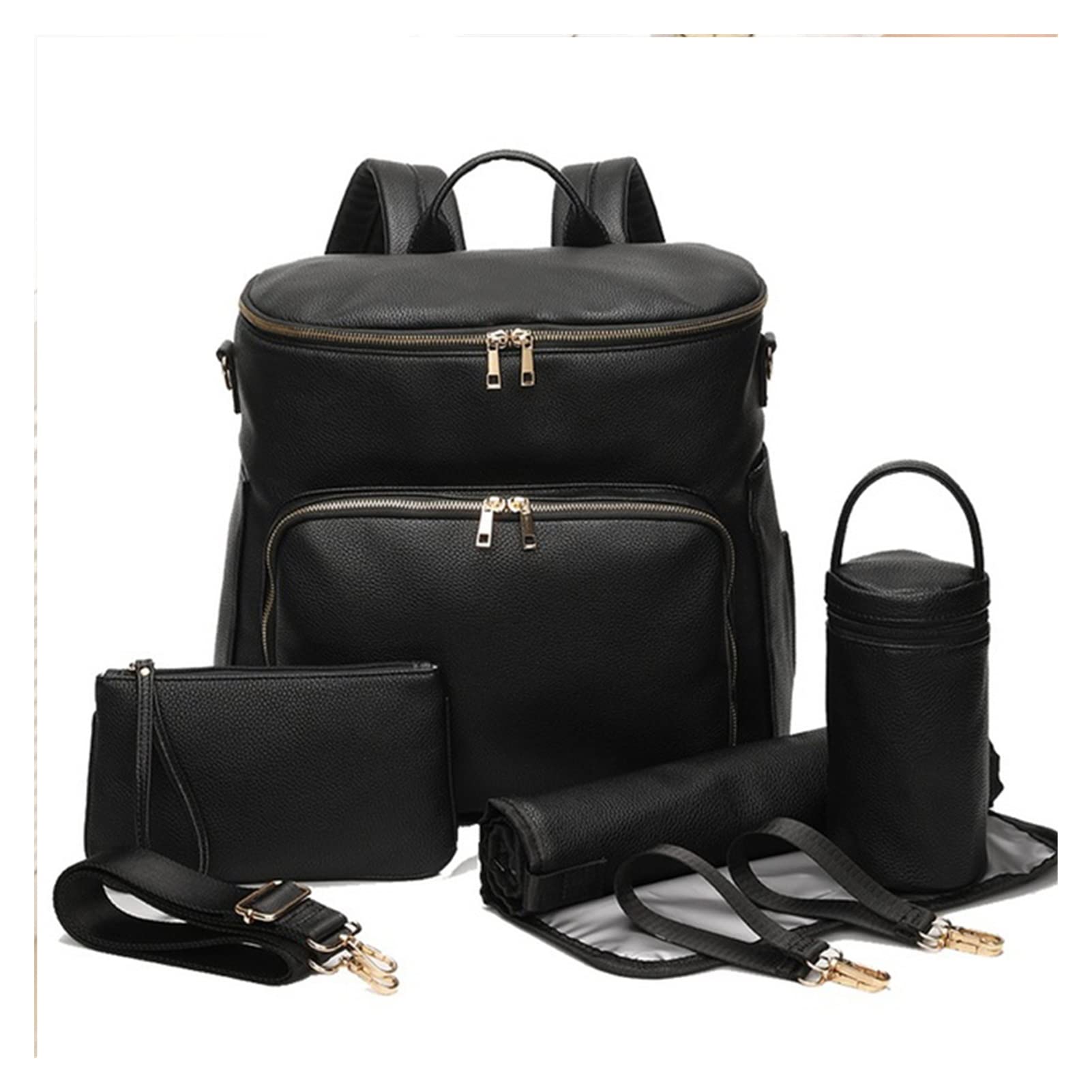 Spacious Large Capacity Leather Diaper Bag for Moms - Waterproof Baby Essentials Organizer with Multiple Pockets | Perfect for Travel, Daycare & On-the-Go Parenting