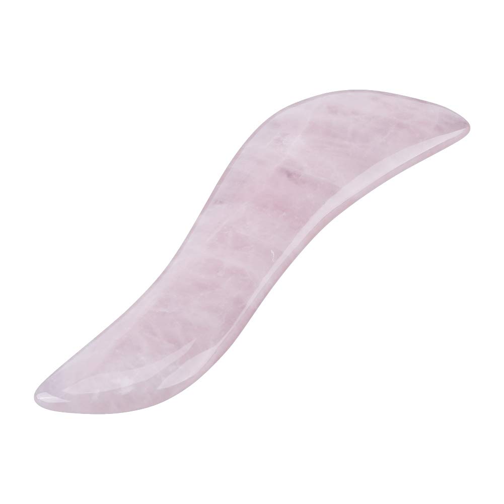 Natural Rose Quartz Gua Sha Scraping Massage Tool - Wing Shaped Crystal Stone Facial Massager for Skin Care & Lymphatic Drainage - Perfect for Home Spa, Self-Care & Relaxation Therapy